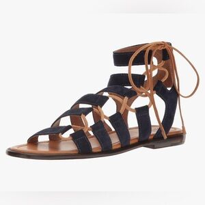 FRYE Women's Blair Side Lace Up Ghillie Gladiator Sandal Blue Suede Size 7 EUC